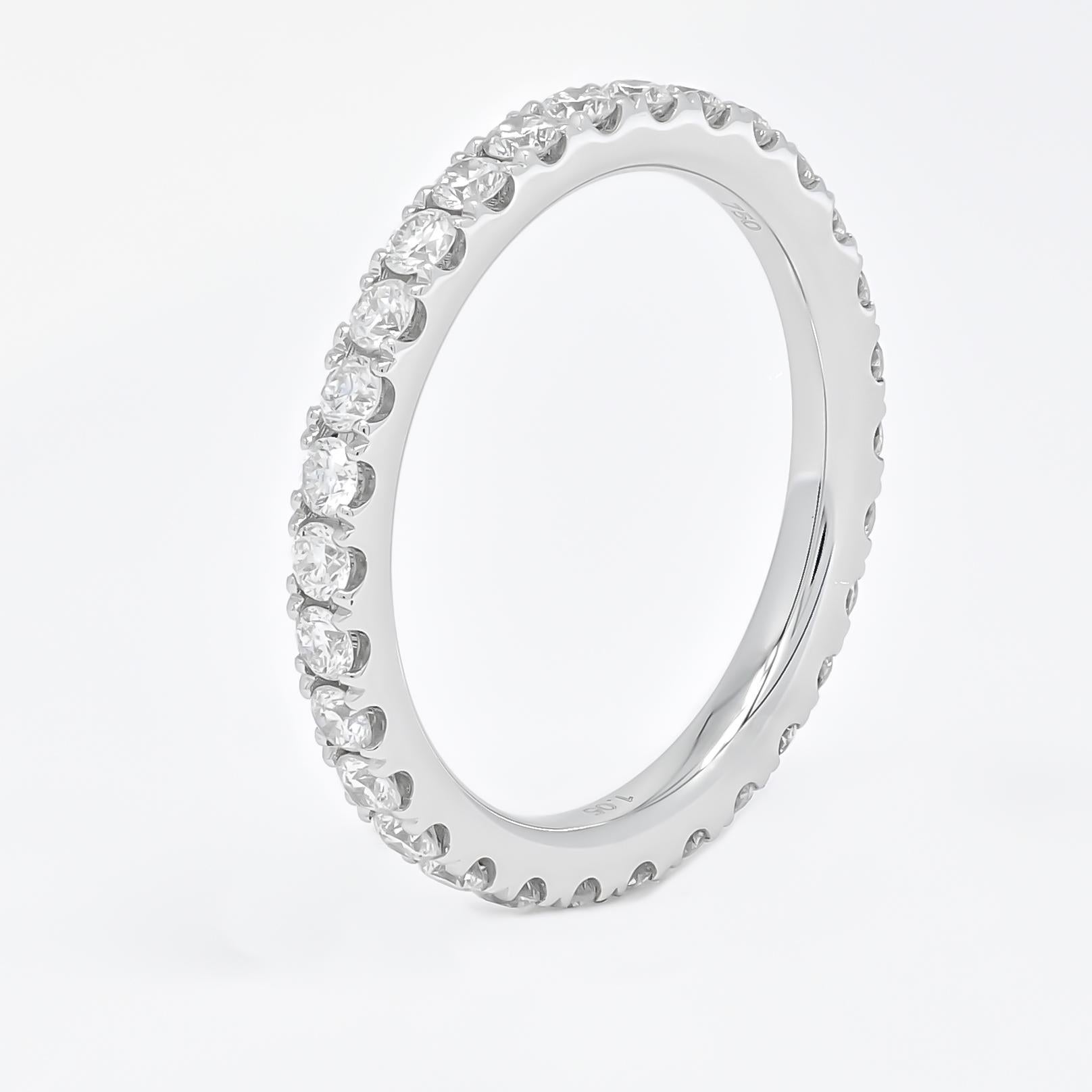 Natural Diamond 1.10 carats 18 KT Yellow Gold Full Eternity Band Ring For Sale 3
