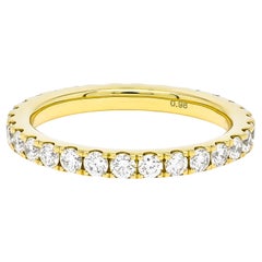 Bague d'éternité complète en or jaune 18 carats avec diamant naturel de 1,10 carat 