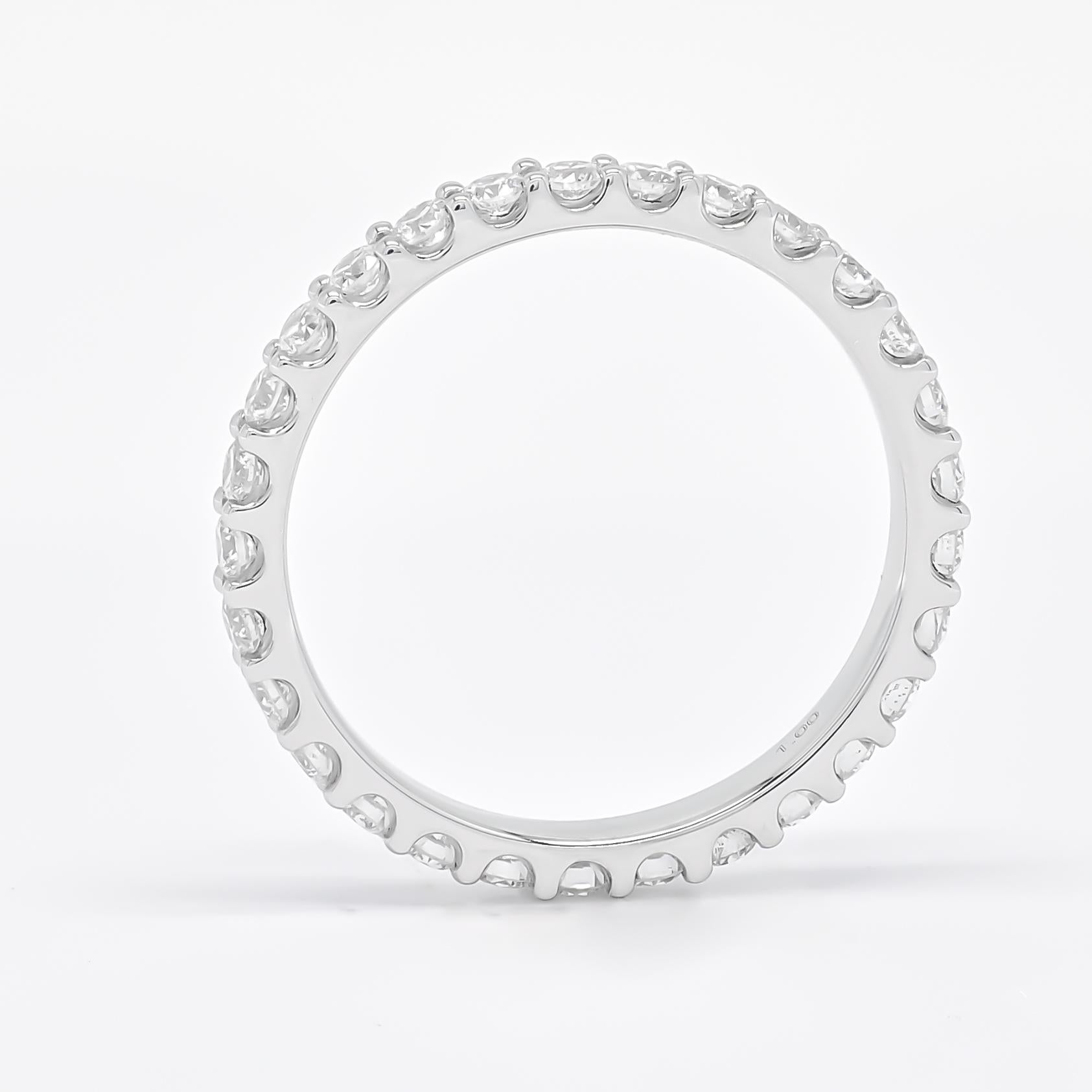 Round Cut Natural Diamond 1.10 Carats 18KT Yellow Gold Full Eternity Wedding Band Ring For Sale