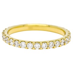 Natural Diamond 1.10 Carats 18KT Yellow Gold Full Eternity Wedding Band Ring 