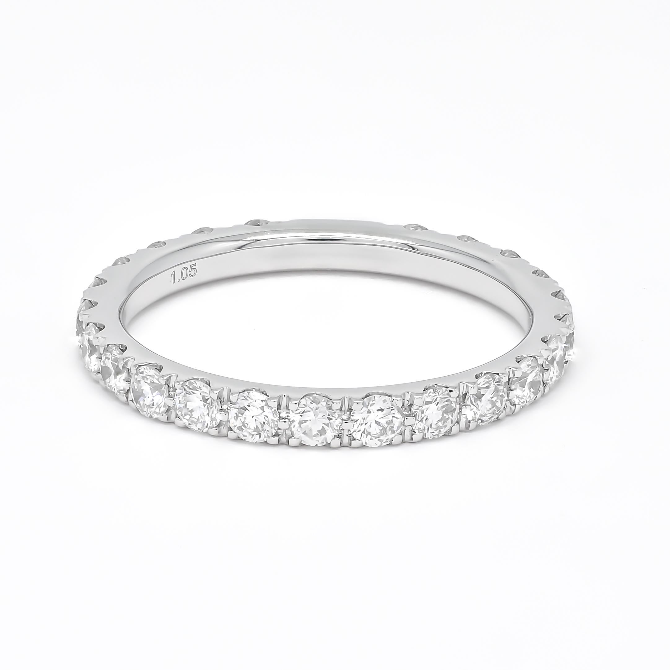 Natürlicher Diamant 1,11 Karat 18KT Weißgold Classic Full Eternity Wedding Band im Zustand „Neu“ im Angebot in Antwerpen, BE