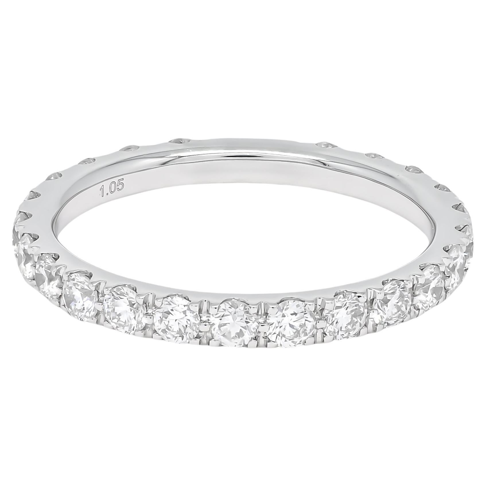 Natürlicher Diamant 1,11 Karat 18KT Weißgold Classic Full Eternity Wedding Band im Angebot