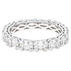 Natural Diamond 1.12 Carats 18KT White Gold Cluster Full Eternity Band Ring 