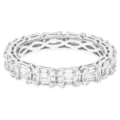Natural Diamond 1.12 Carats 18KT White Gold Cluster Full Eternity Band Ring