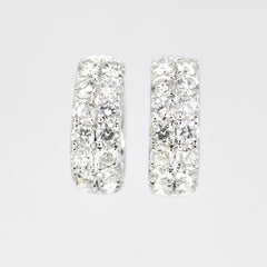Natural Diamond 1.12 carats 18KT White Gold Two Row Hoop Huggie