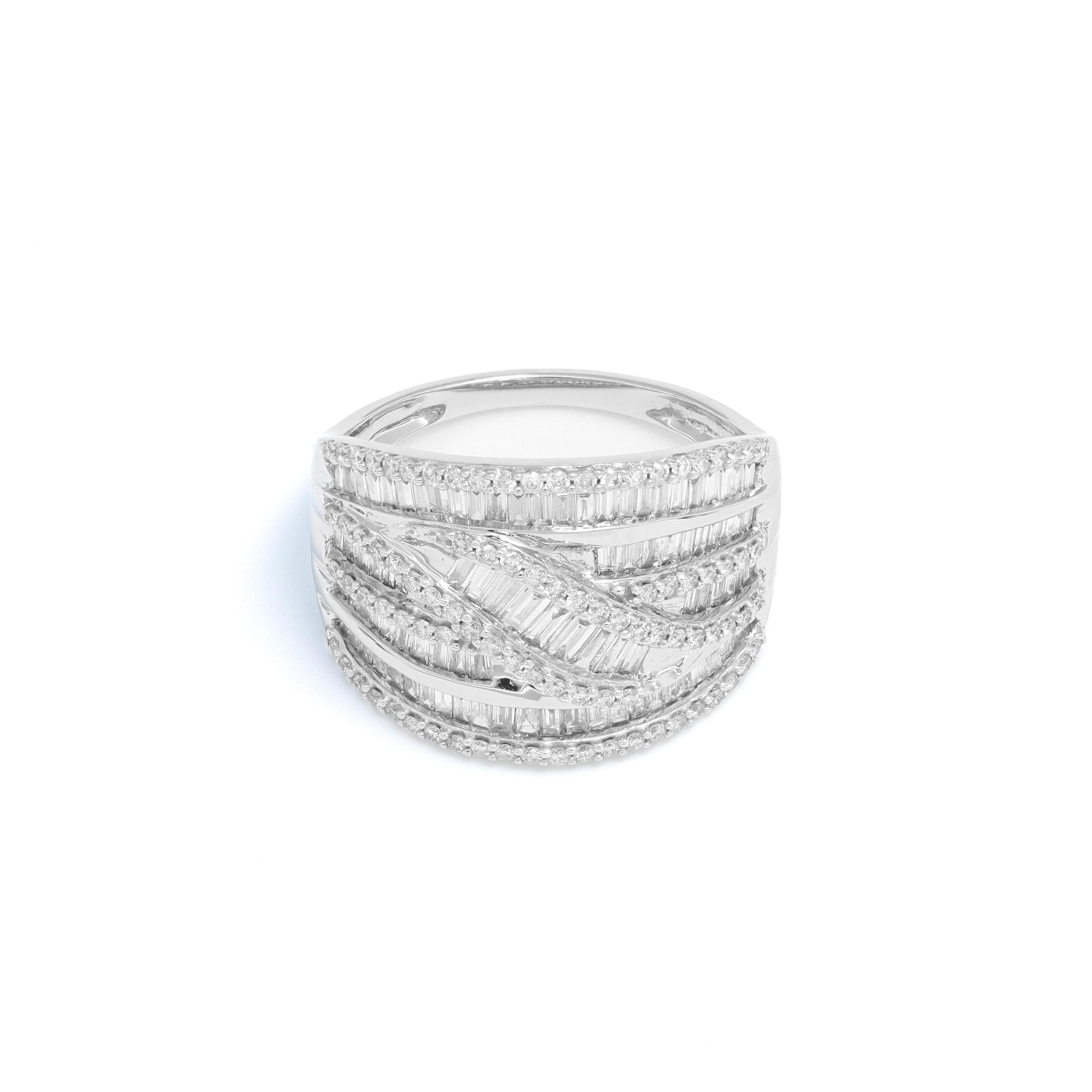 Anello con diamante naturale da 1,15 carati in oro bianco 18KT a più file In condizioni Nuovo in vendita a Antwerpen, BE