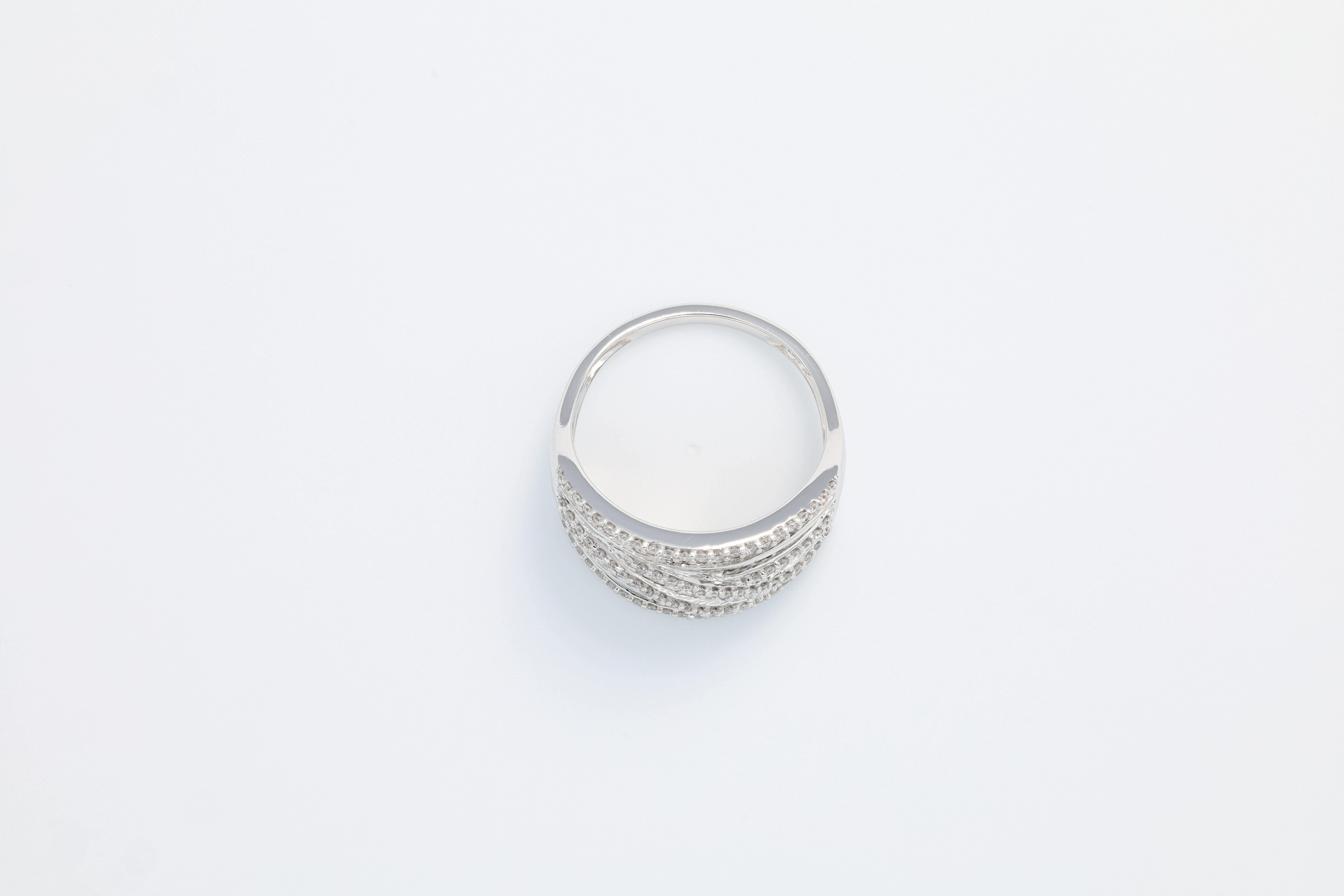 da uomo o donna Anello con diamante naturale da 1,15 carati in oro bianco 18KT a più file in vendita