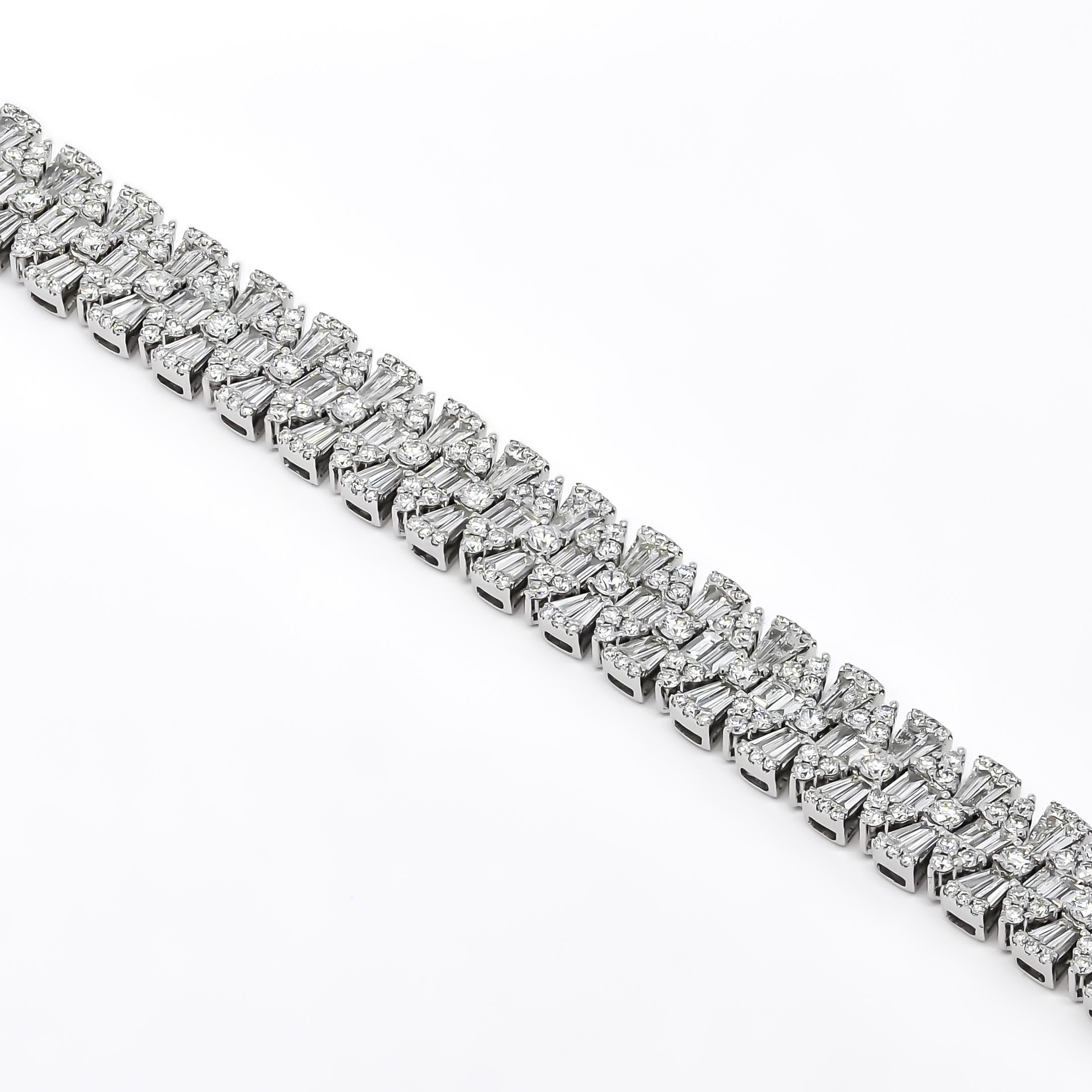 Bracelet tennis à plusieurs rangées de diamants naturels 11,55 carats en or blanc 18 carats en vente 3