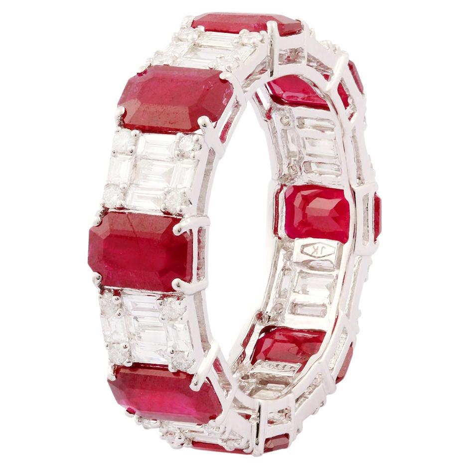 Natural Diamond 1.15cts & Ruby 6.67cts in 18k Gold 2.92gms Ring For Sale