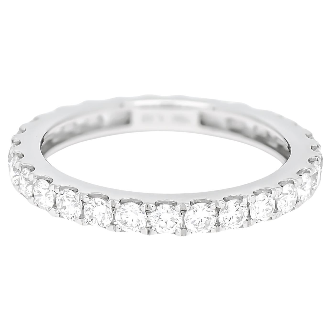 Diamante natural 1,17 quilates Alianza de oro blanco de 18 quilates para toda la vida