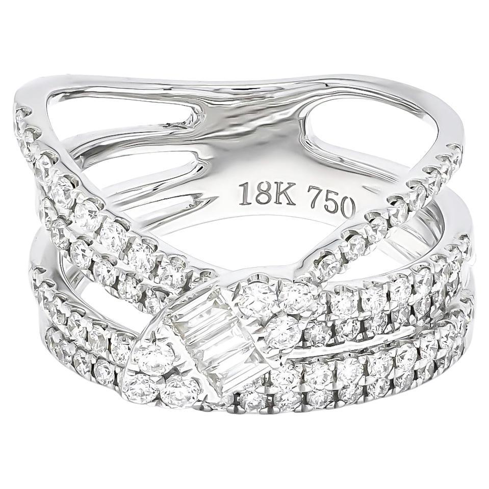 Bague cocktail en or blanc 18 carats avec diamant naturel de 1,20 carat