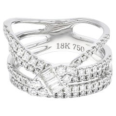 Anillo de cóctel de oro blanco de 18 quilates con un diamante natural de 1,20 quilates