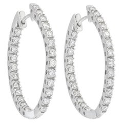 Orecchini a cerchio con diamante naturale 1,02 CT in oro bianco 18 carati Inside Out Brilliante