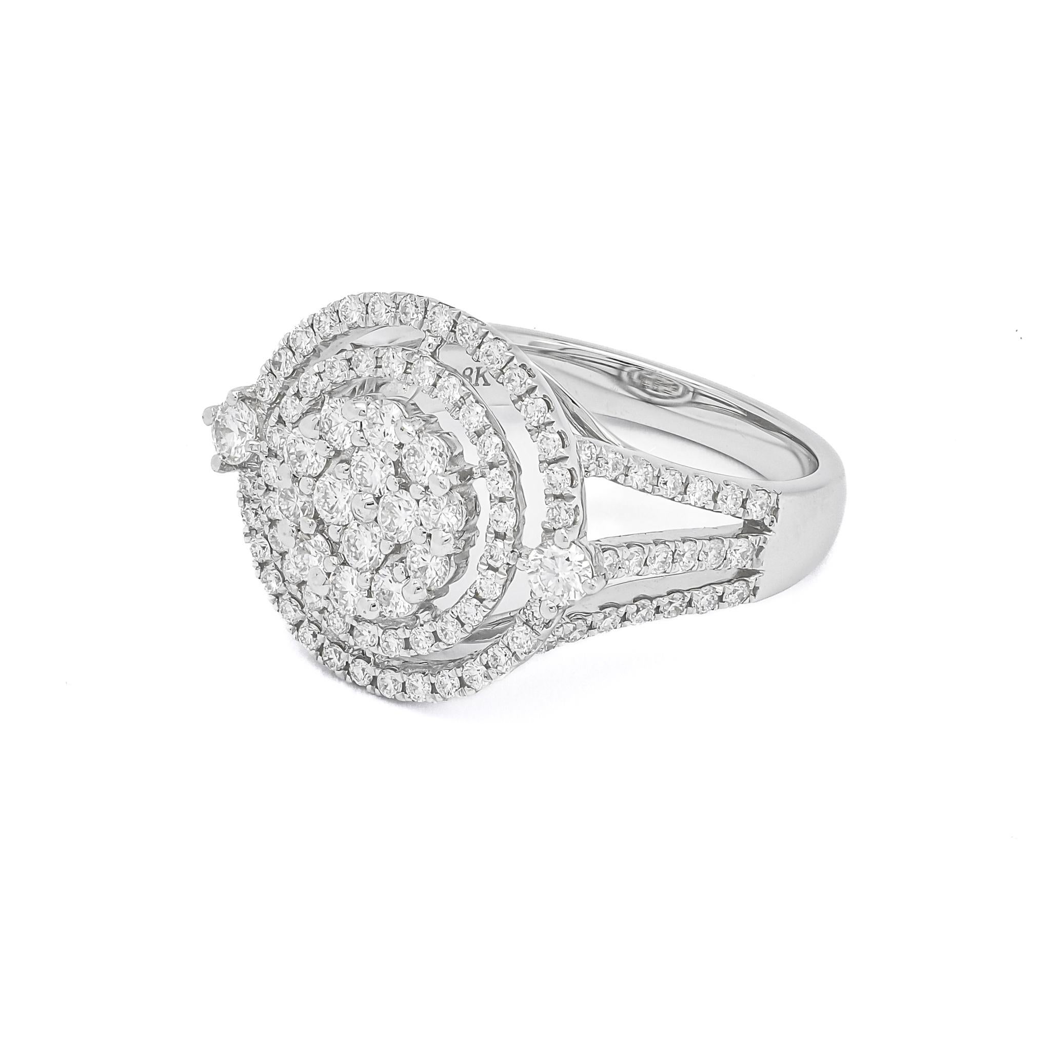 Bague de fiançailles halo en or blanc 18 carats avec diamant naturel de 1,25 carat Neuf - En vente à Antwerpen, BE
