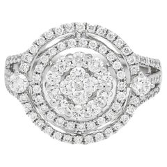 Anillo de compromiso con halo de diamantes naturales de 1,25 quilates y oro blanco de 18 quilates