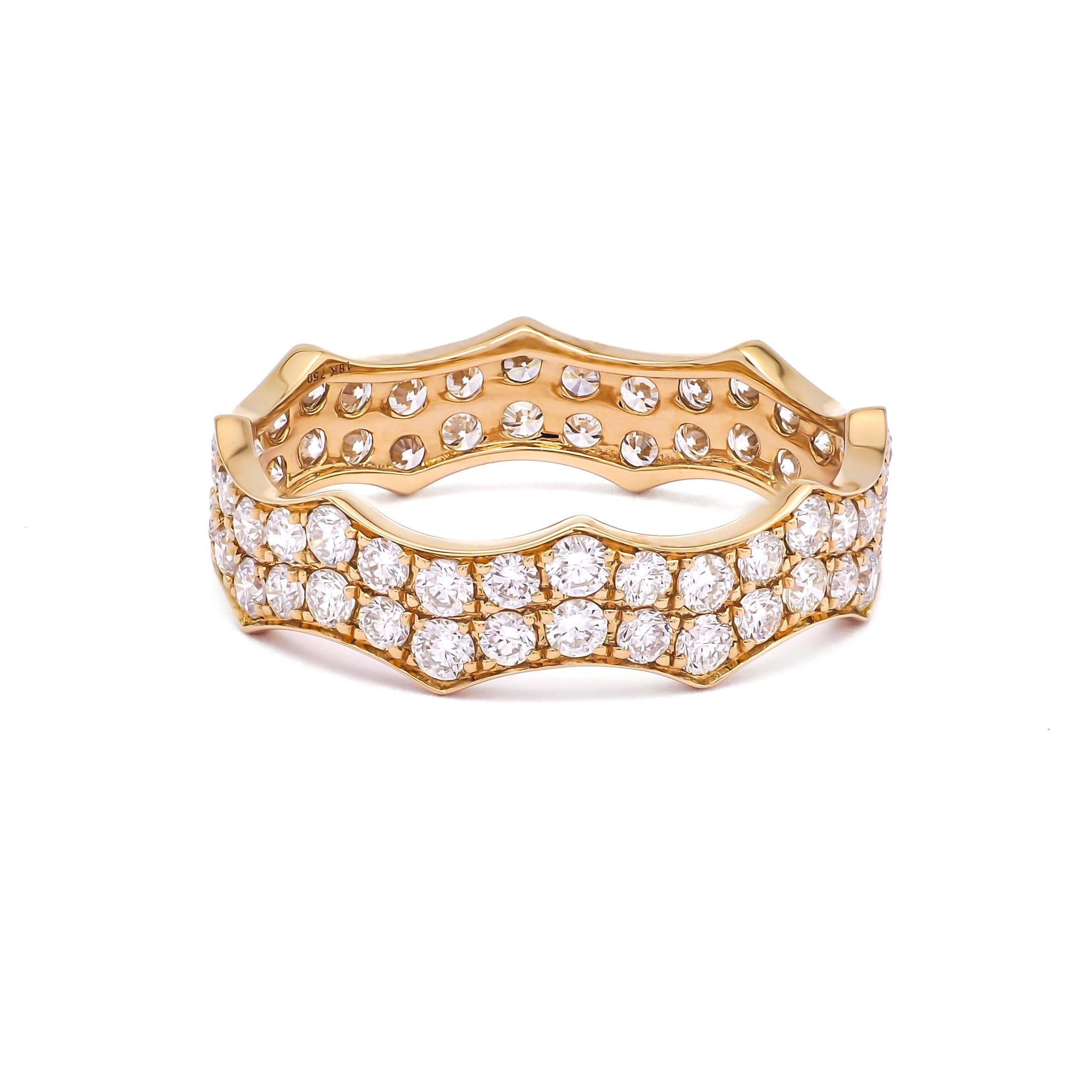Introducing the 18KT Rose Gold Designer Band, an exclusive piece that effortlessly captivates with its unparalleled elegance and timeless sophistication. This exquisite designer ring features a meticulously crafted eternity band of diamonds,