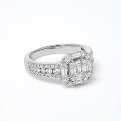 Natural Diamond 1.27 carats 18KT White Gold Art Deco Cocktail Ring