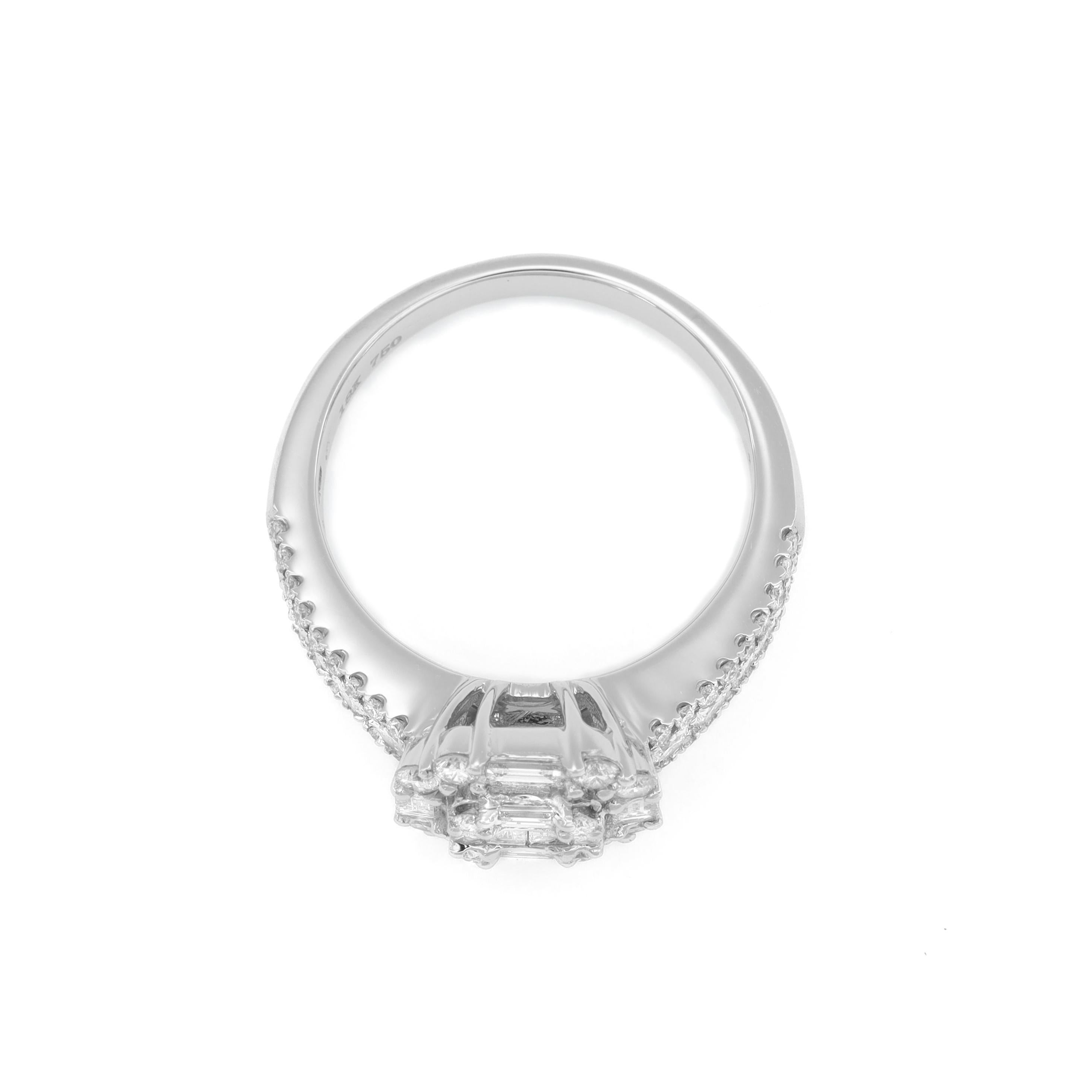 Art Deco-Cocktailring, natürlicher Diamant 1,27 Karat 18KT Weißgold (Rundschliff) im Angebot