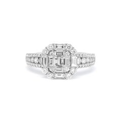 Natural Diamond 1.27 carats 18KT White Gold Art Deco Cocktail Ring