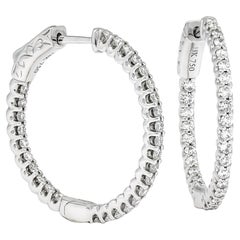 Natural Diamond 1.32 Carats 18KT White Gold ‘In and out‘ Hoop Earrings