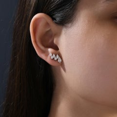 Natürlicher Diamant 1.39Ct Birnenschliff The Row Ohrclimber Crawler Ohrringe 18k Weißgold