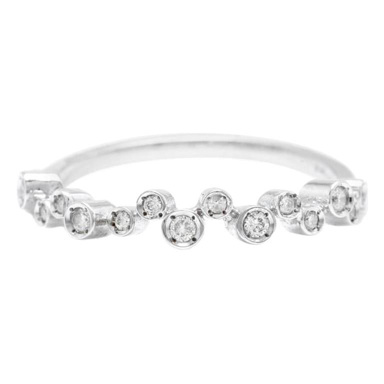 Natural Diamond 14 Karat Solid White Gold Band Ring For Sale