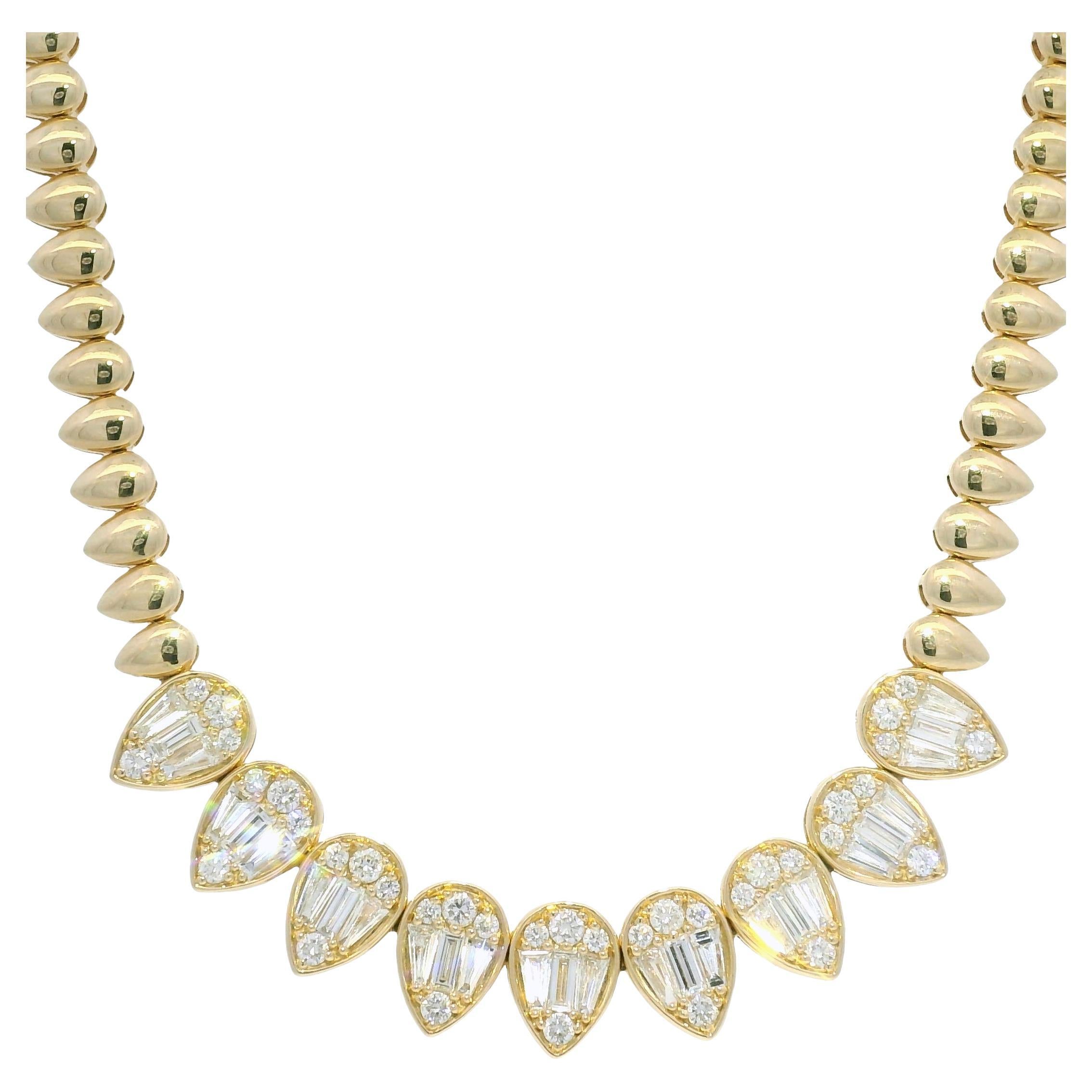 Natural Diamond 14-Karat Spiked Collar Necklace In Stock