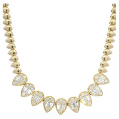 Natural Diamond 14-Karat Spiked Collar Necklace In Stock