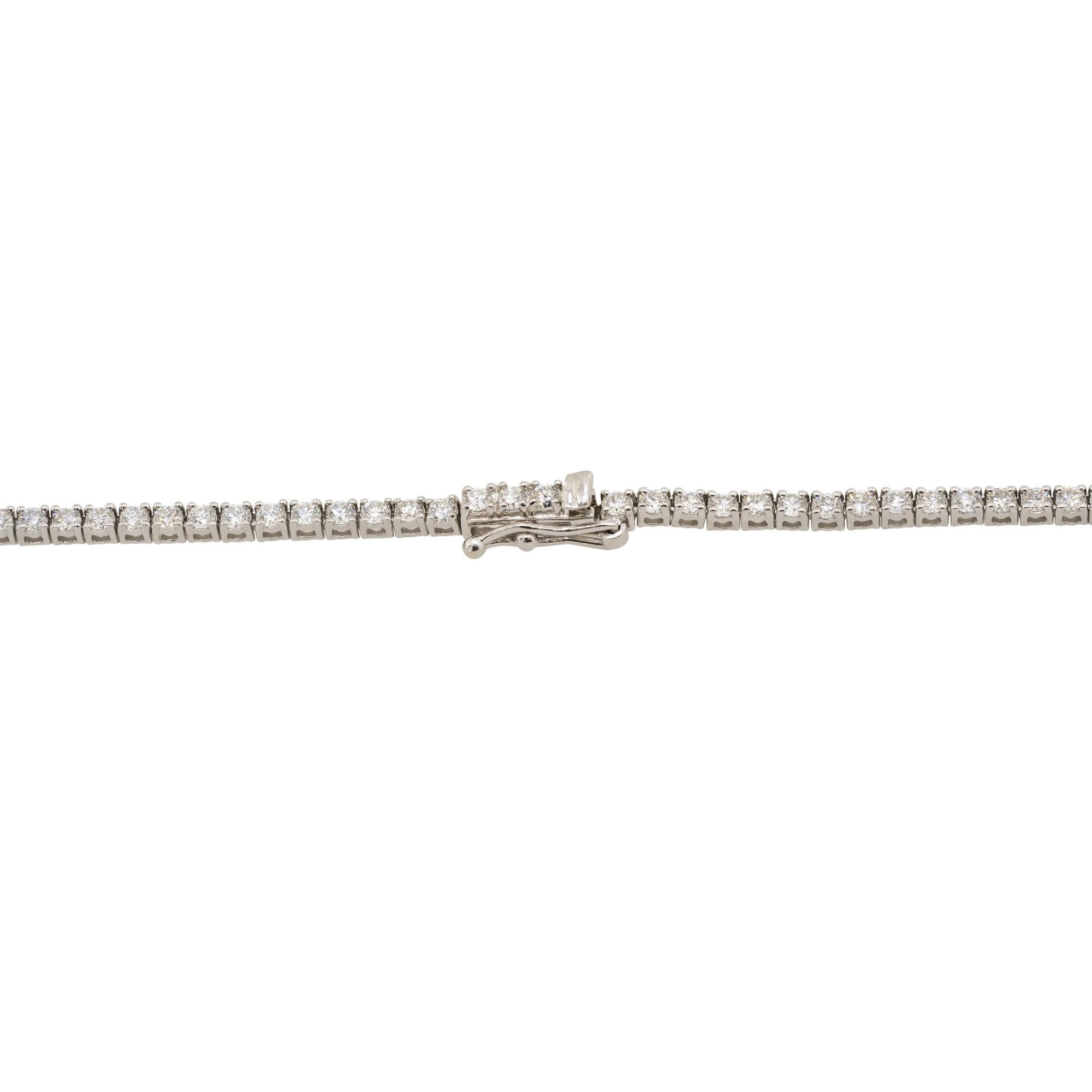Natural Diamond 14-Karat Tennis Necklace With Large Diamond Stations In Stock In Excellent Condition In Boca Raton, FL