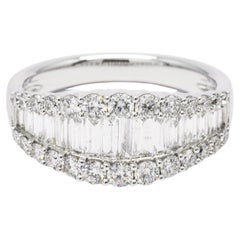 Natural Diamond 1.45 Carats 18KT White Gold Baguette Anniversary Band Ring