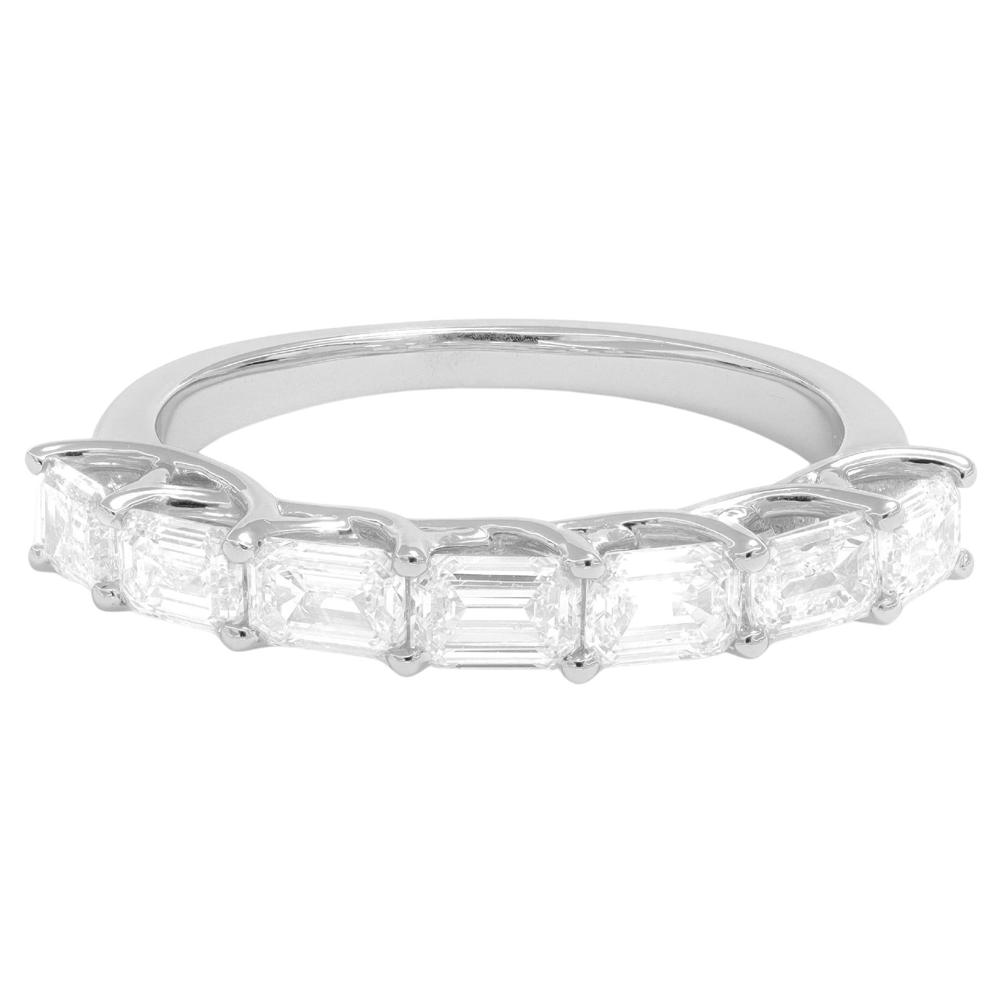 Natural Diamond 1.45 carats 18KT White Gold Baguette Wedding Band Ring