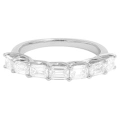 Diamante natural 1,45 quilates Anillo de boda baguette de oro blanco de 18 quilates