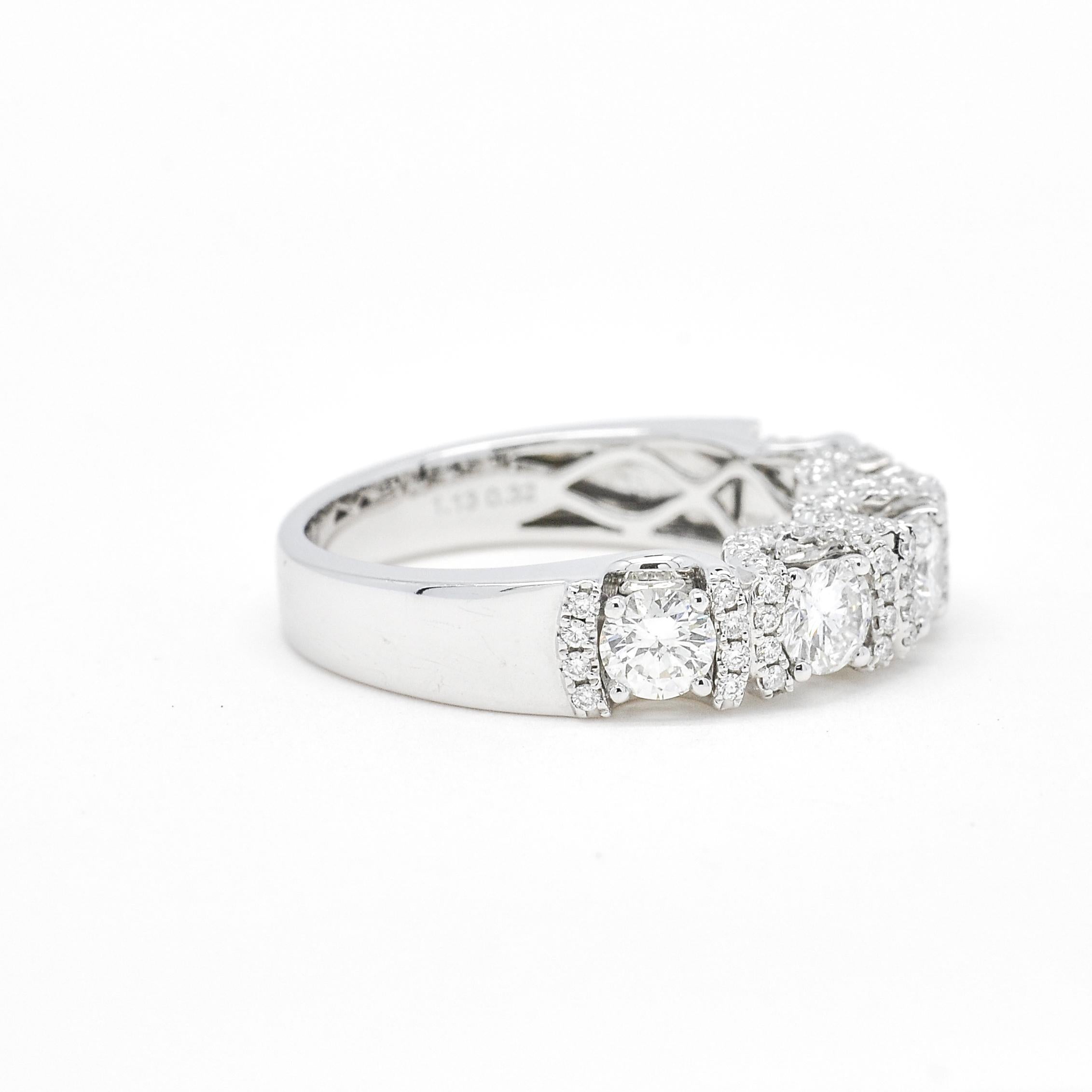 Modern Natural Diamond 1.45 carats 18KT White Gold Half Eternity Band Ring For Sale