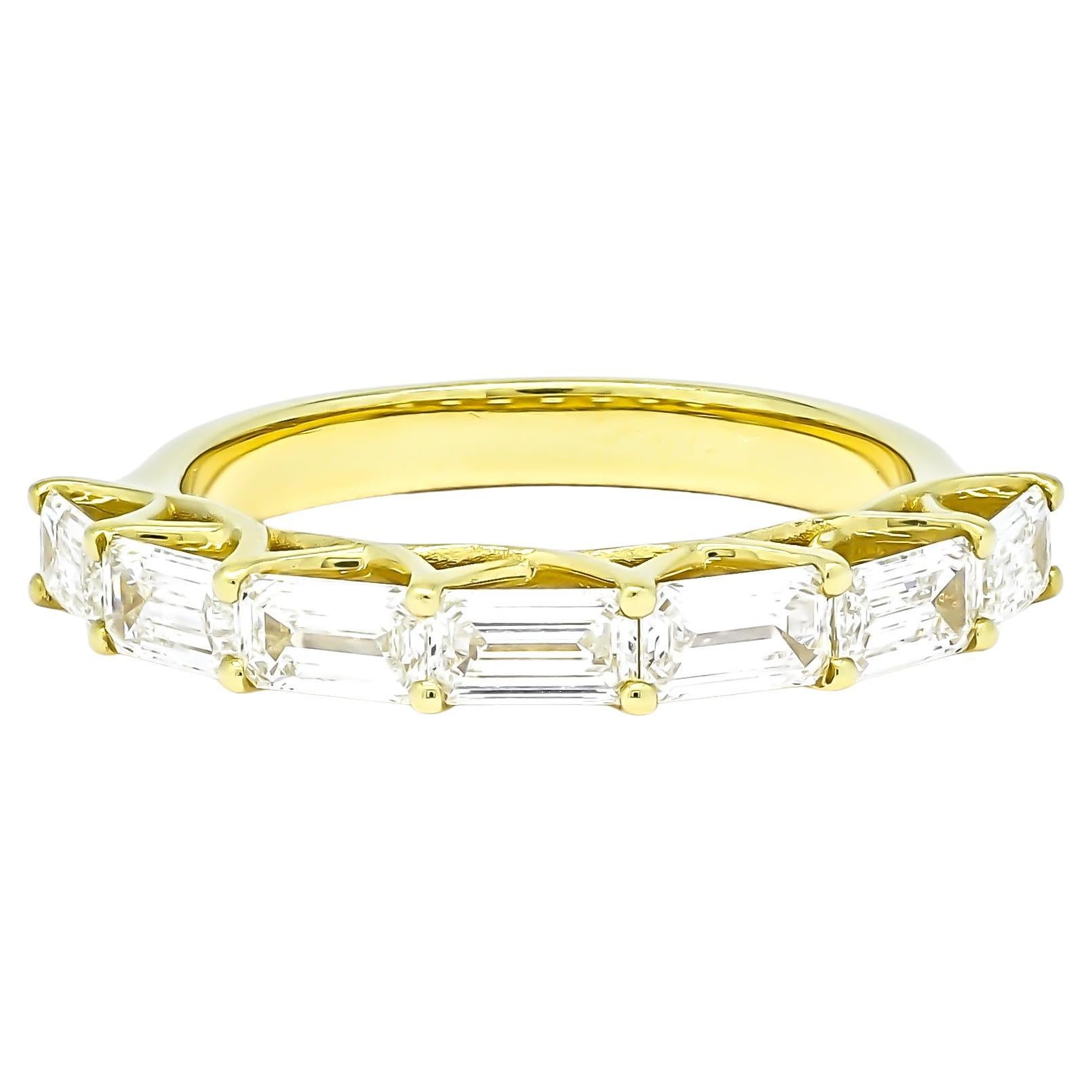 Natural Diamond 1.45 carats 18KT Yellow Gold Baguette Wedding Band Ring