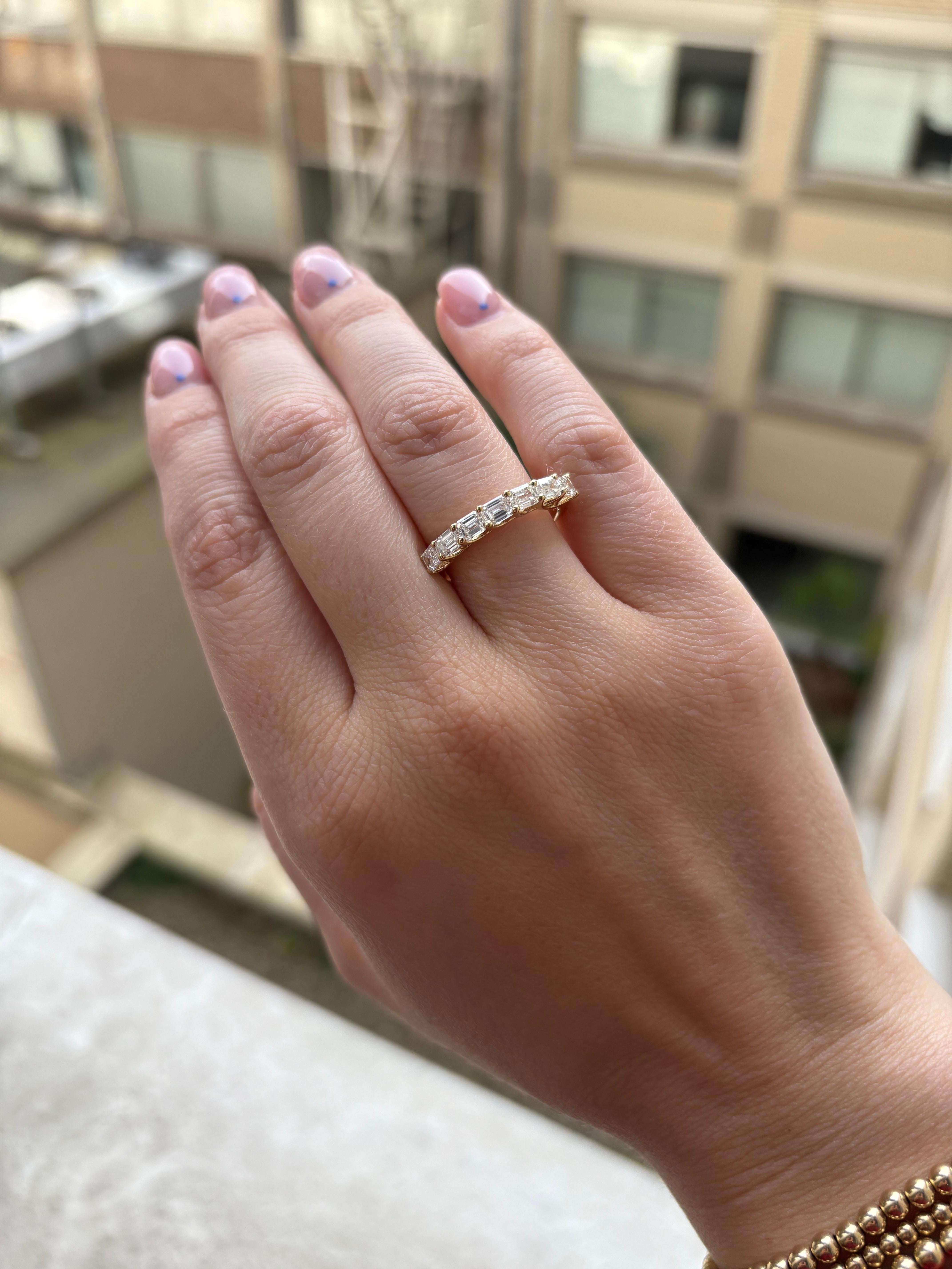 Anello a mezza eternità con diamante naturale da 1,45 carati in oro giallo 18KT in vendita 9