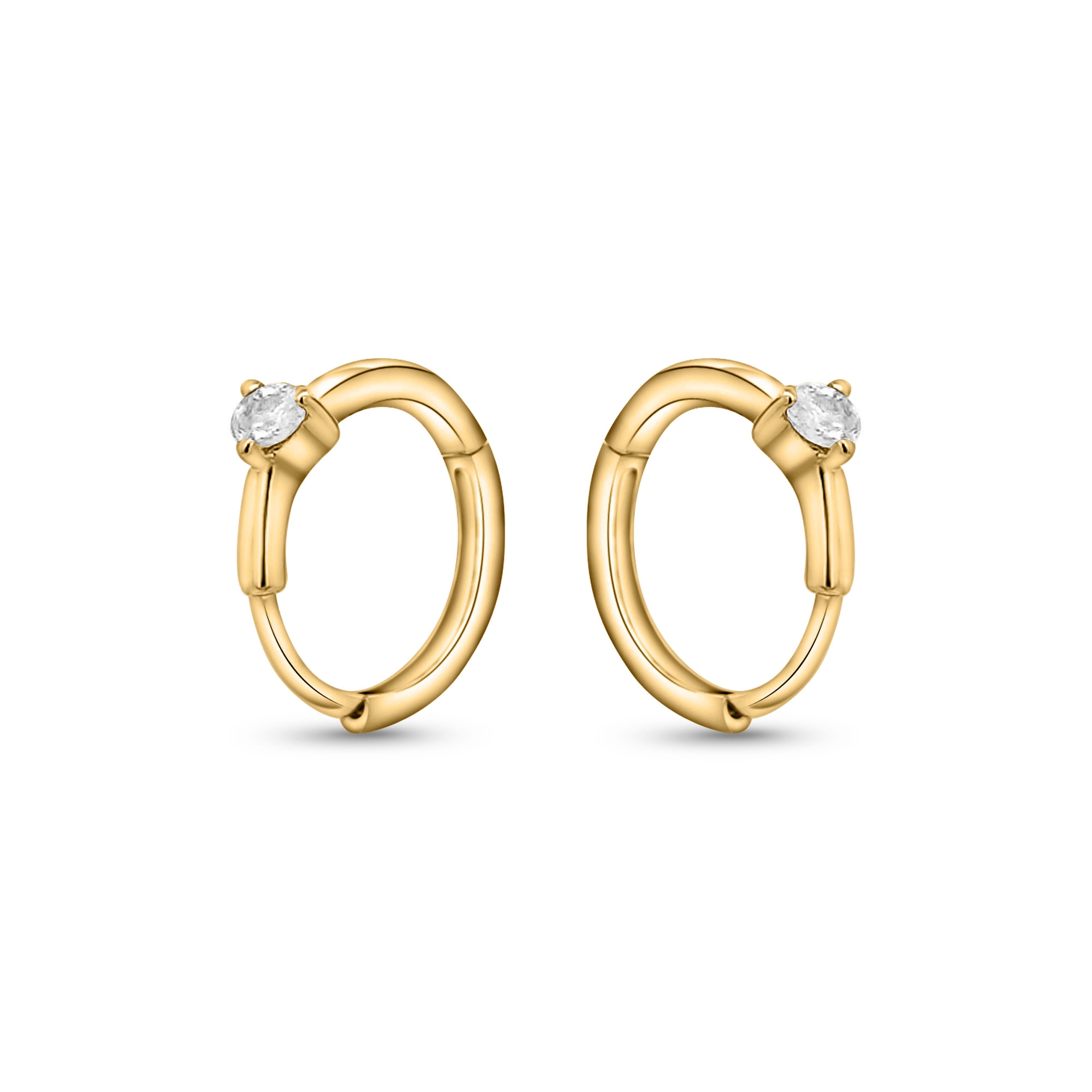 Women's Natural Diamond 14K Huggie Hoop Earrings Multi Ear Placement For Sale