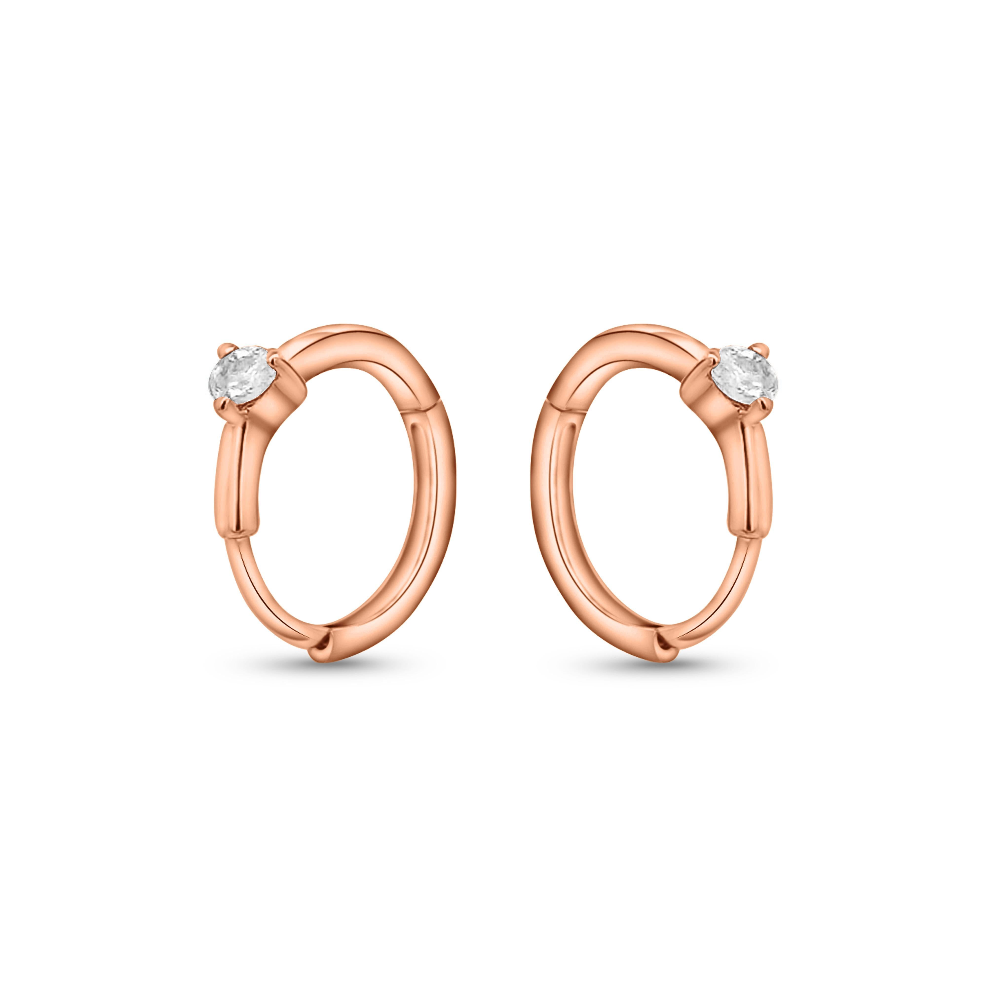 Natural Diamond 14K Huggie Hoop Earrings Multi Ear Placement For Sale 1