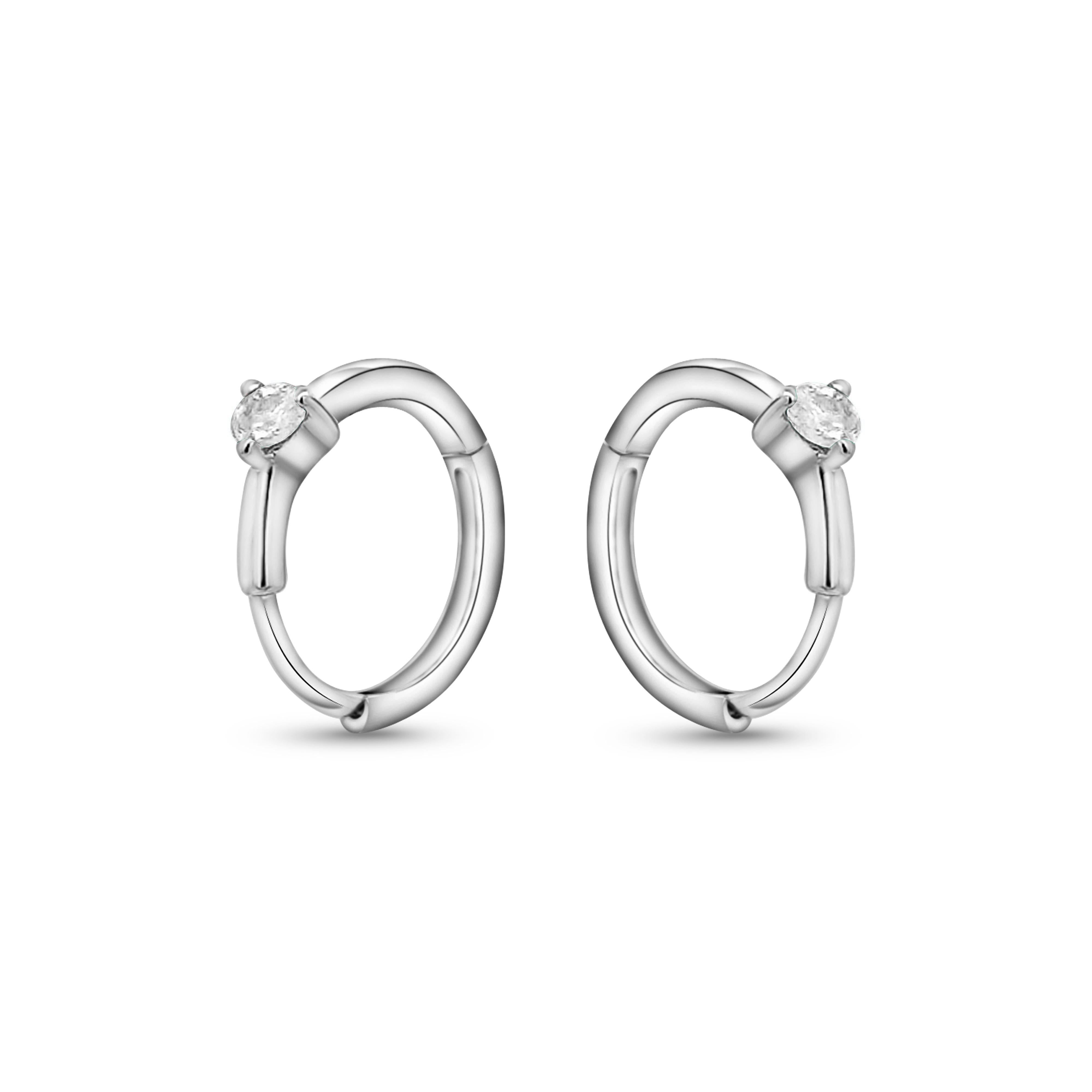 Natural Diamond 14K Huggie Hoop Earrings Multi Ear Placement For Sale 3
