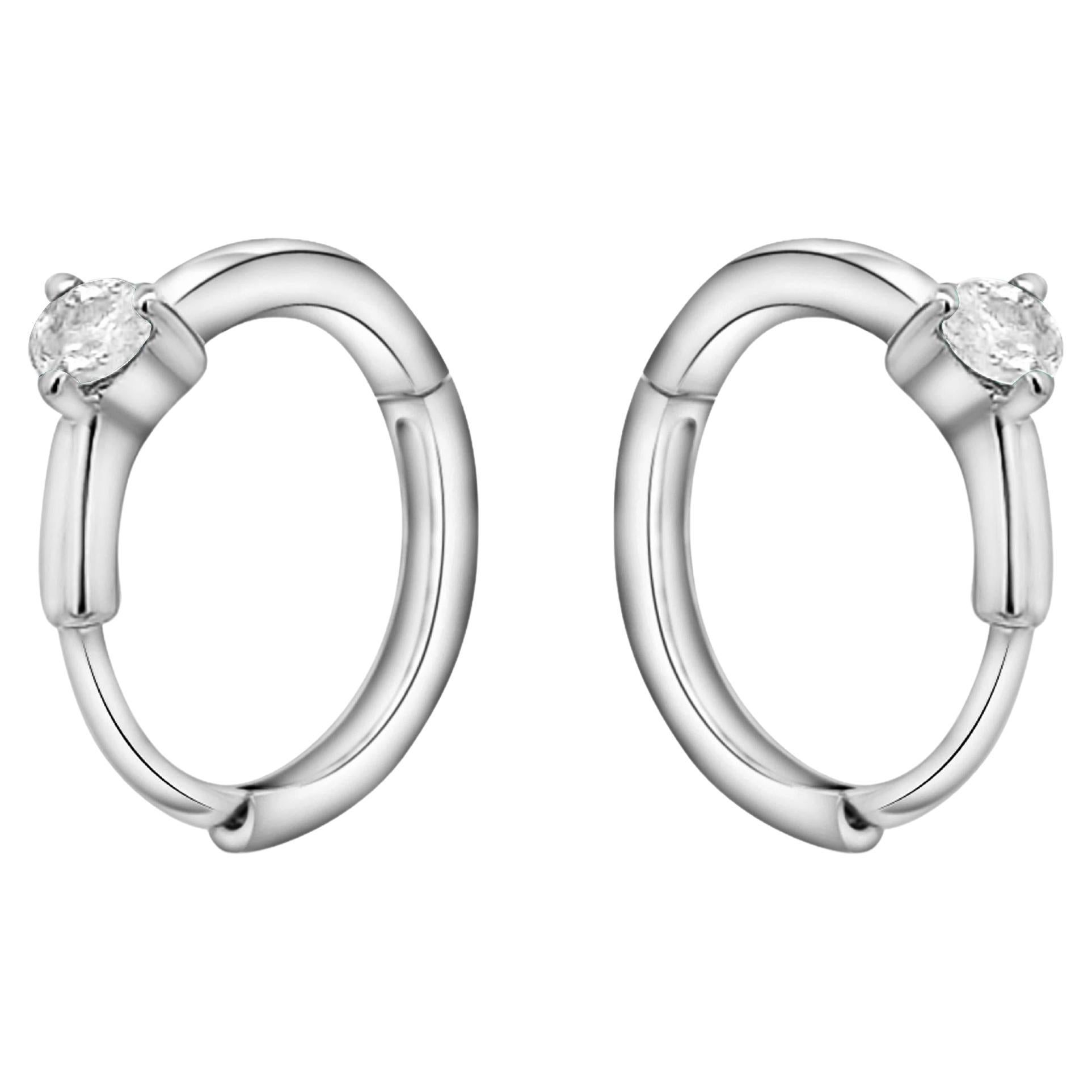 Natural Diamond 14K Huggie Hoop Earrings Multi Ear Placement