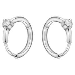 Natural Diamond 14K Huggie Hoop Earrings Multi Ear Placement