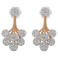 Natural Diamond 14k Rose Gold Floral Earrings Fine Jewelry Screw Back