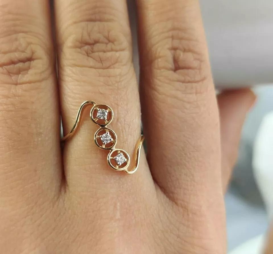 Round Cut 3 Natural Diamond Wedding Ring in 14k Solid Gold For Sale