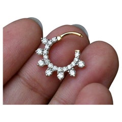 Natural Diamond 14k Solid Gold Septum Clicker Piercing Nose Ear Piercing Jewelry