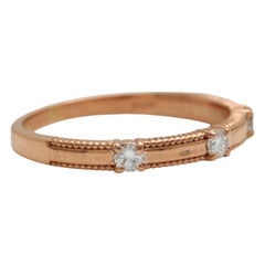 Natural Diamond 14K Solid Rose Gold Band Ring