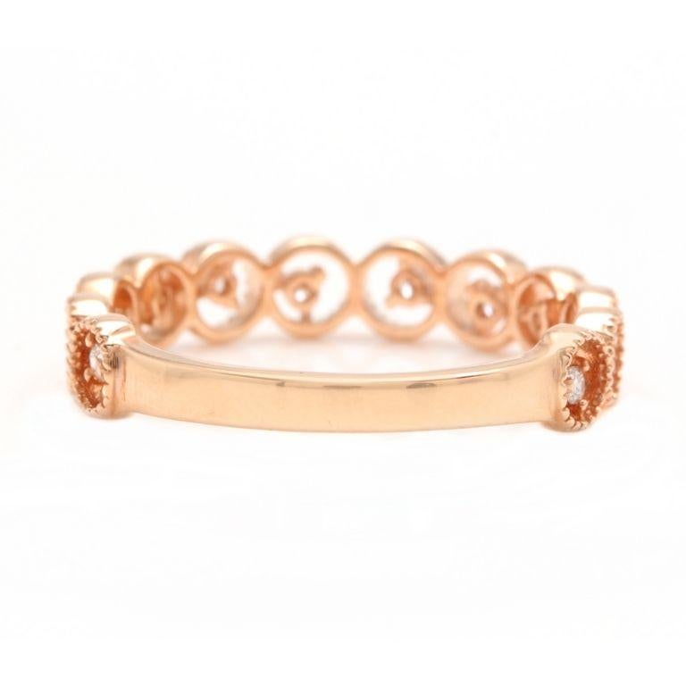 Rose Cut Natural Diamond 14 Karat Solid Rose Gold Band Ring For Sale