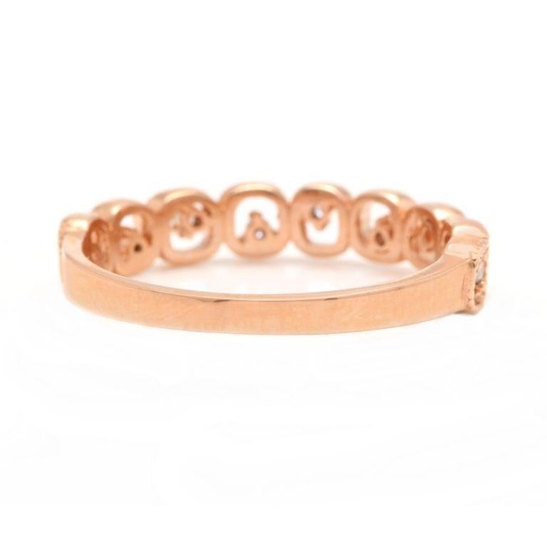 Rose Cut Natural Diamond 14 Karat Solid Rose Gold Band Ring For Sale