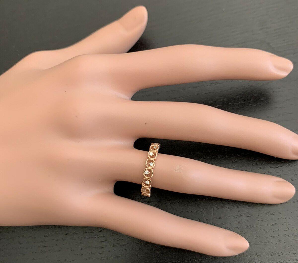 Natural Diamond 14 Karat Solid Rose Gold Band Ring In New Condition For Sale In Los Angeles, CA