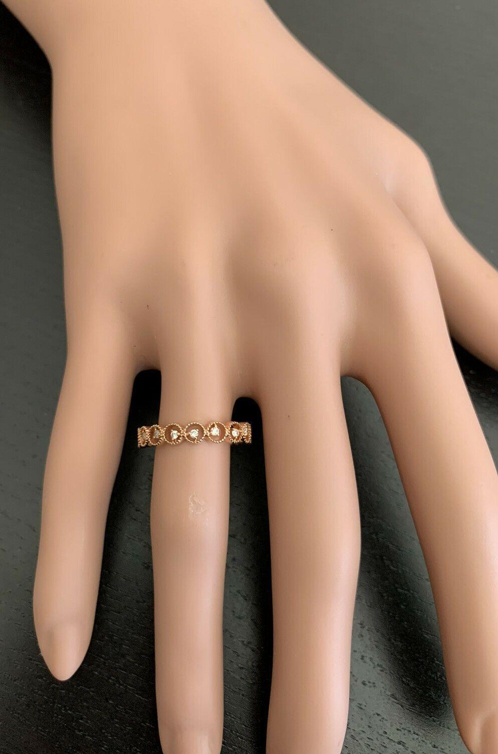 Natural Diamond 14 Karat Solid Rose Gold Band Ring In New Condition For Sale In Los Angeles, CA