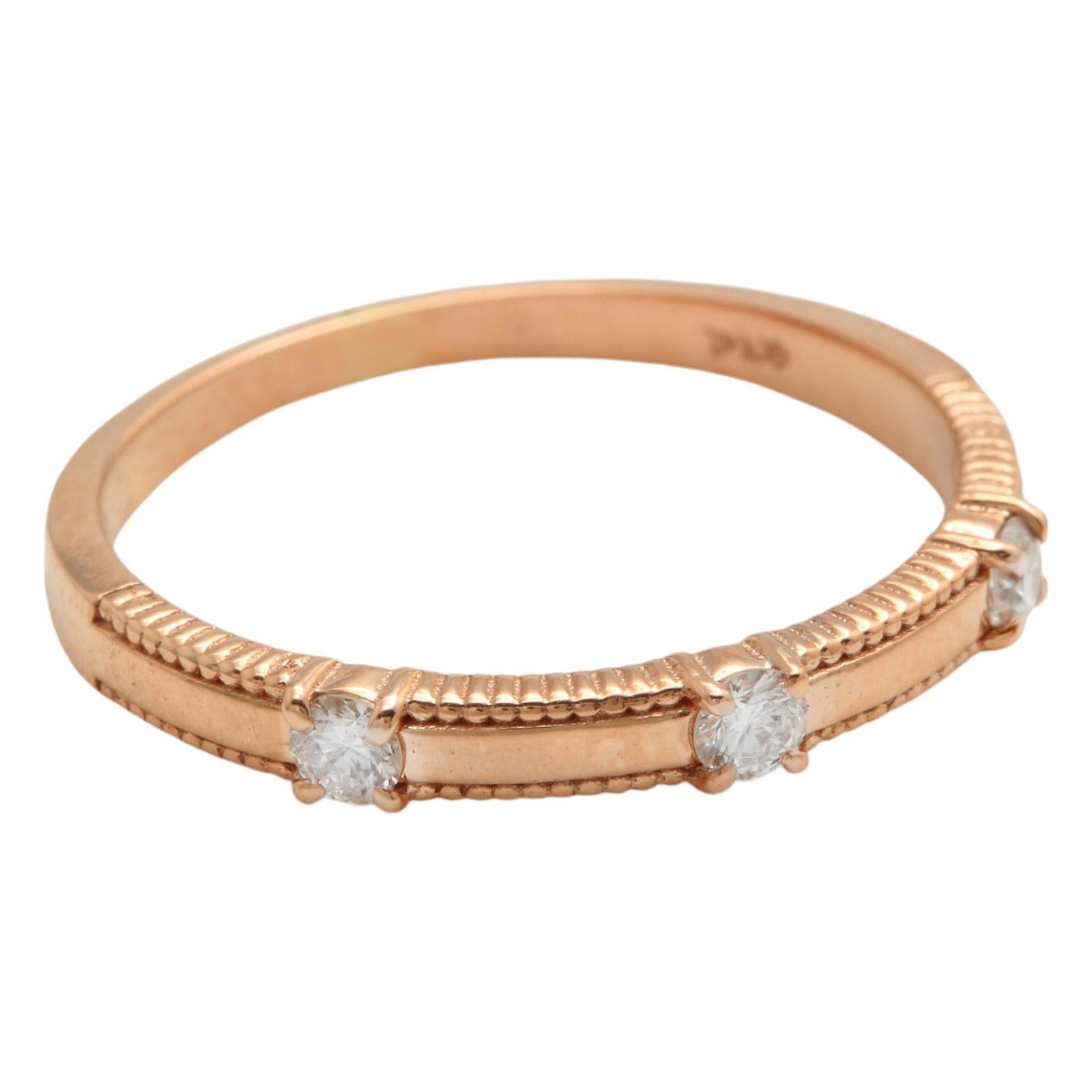 Bague en or rose massif 14K avec diamant naturel Neuf - En vente à Los Angeles, CA