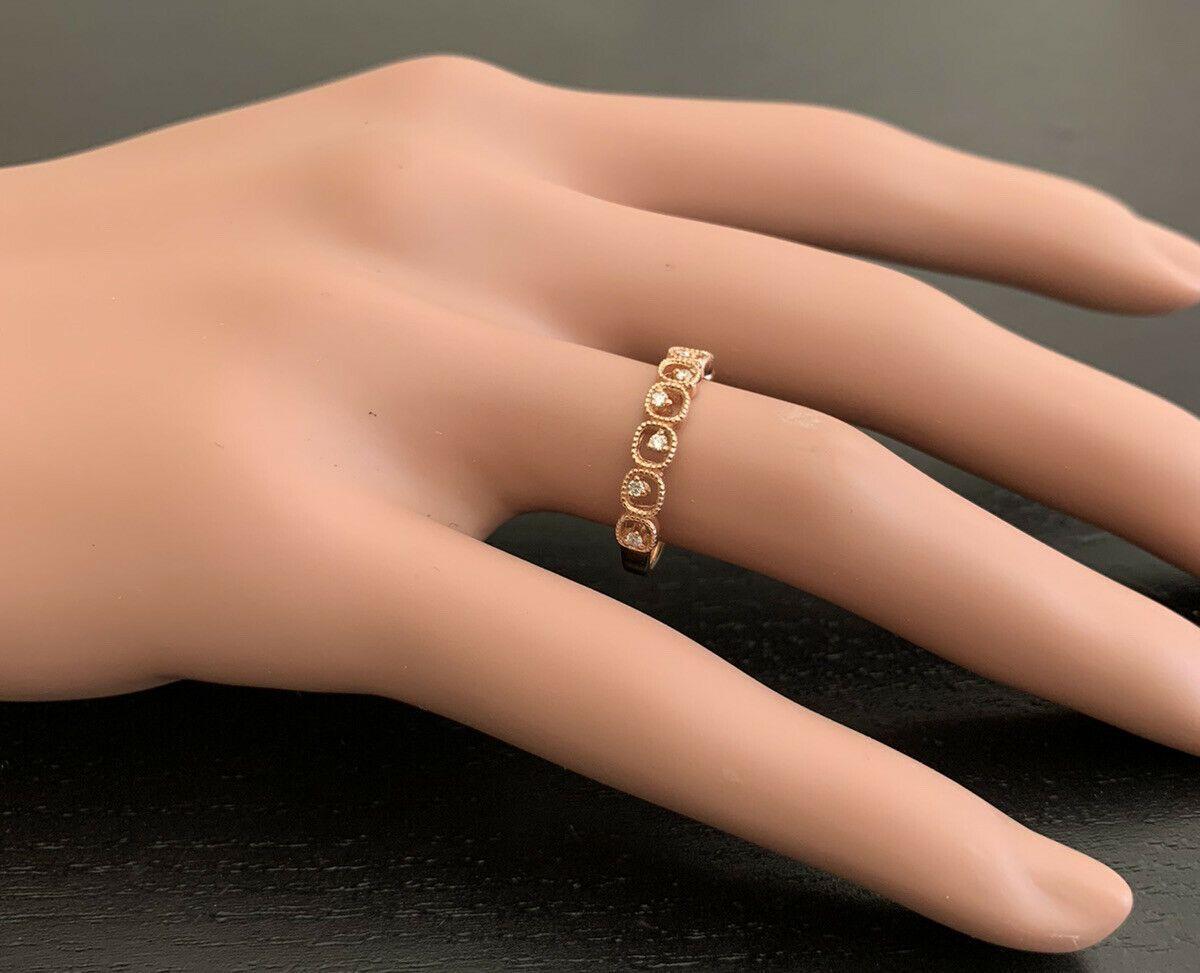 Women's Natural Diamond 14 Karat Solid Rose Gold Band Ring For Sale